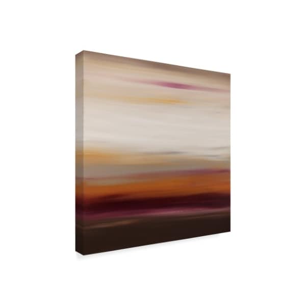 Hilary Winfield 'Sunset Stripes White Orange' Canvas Art,18x18